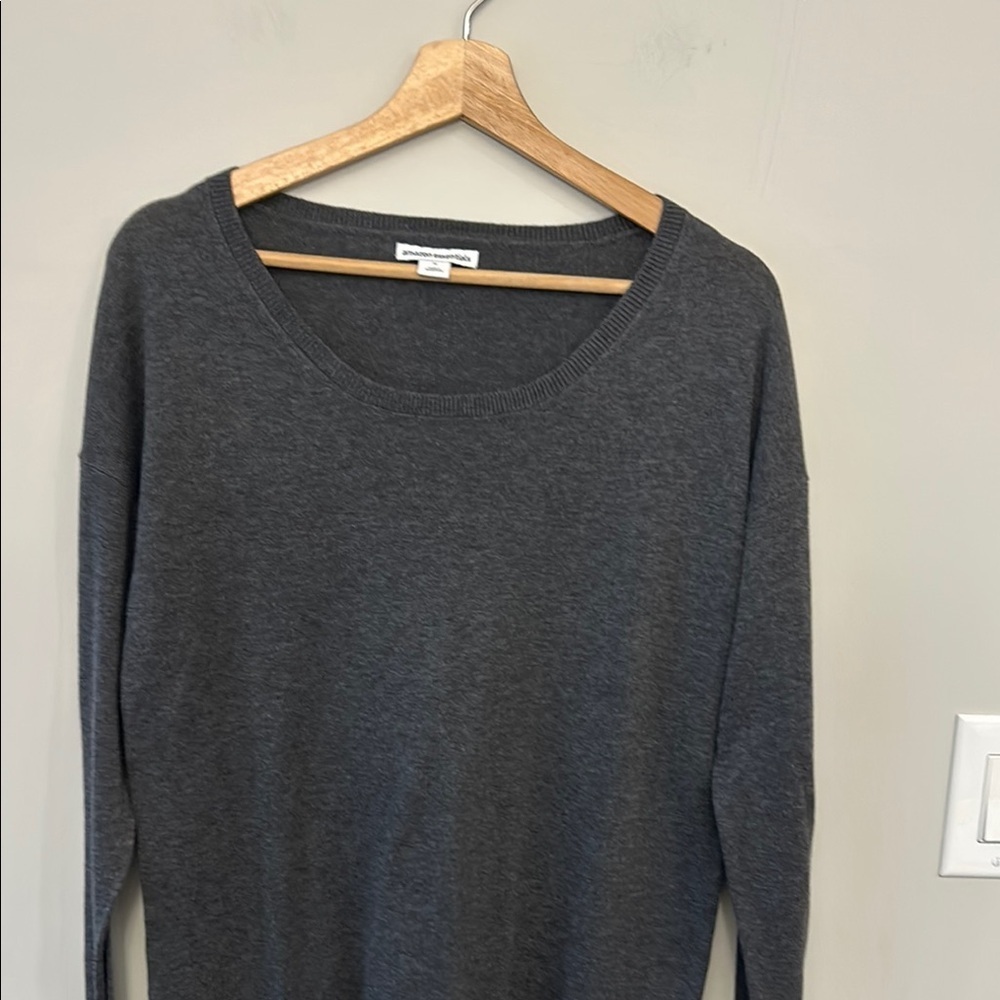 Amazon Essentials Women's Gray long Sweater size Medium with slits on the sides